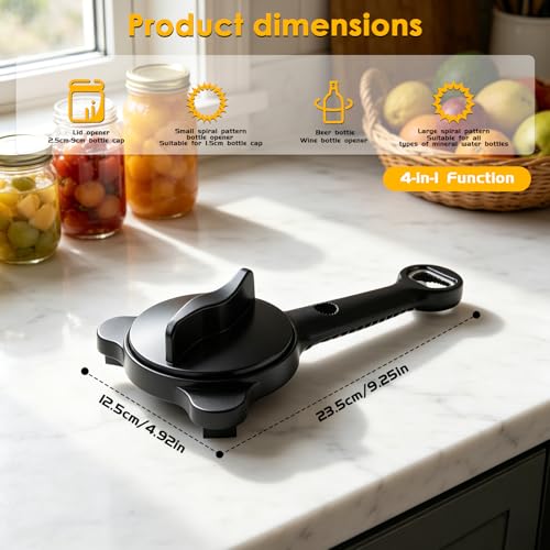 Ouvre-bocal réglable (2,5 à 9 cm), décapsuleur multifonction pour personnes âgées, pince de couvercle en acier inoxydable pour mains faibles,retrait facile